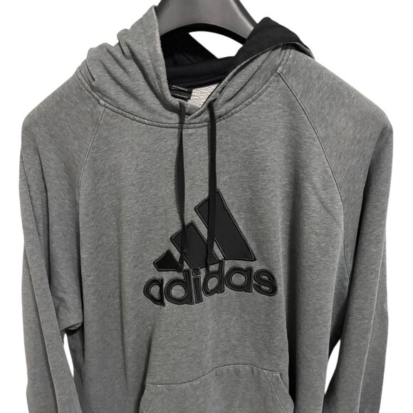 Adidas Mens Hooded Long Sleeve Sweatshirt Size XXL Gray Embroidered Logo - Picture 1 of 6